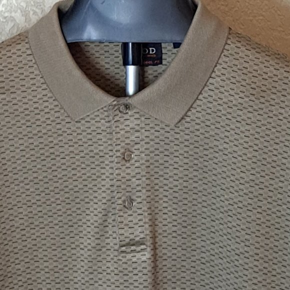 Izod Shirt Mens XL Golf Polo XFG Cotton Cool-FX Tan Brown Print Short Sleeves - Picture 9 of 12